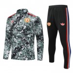 Kinder Manchester United Training Sweatshirts Viertelreißverschluss 2024-25 Grüne